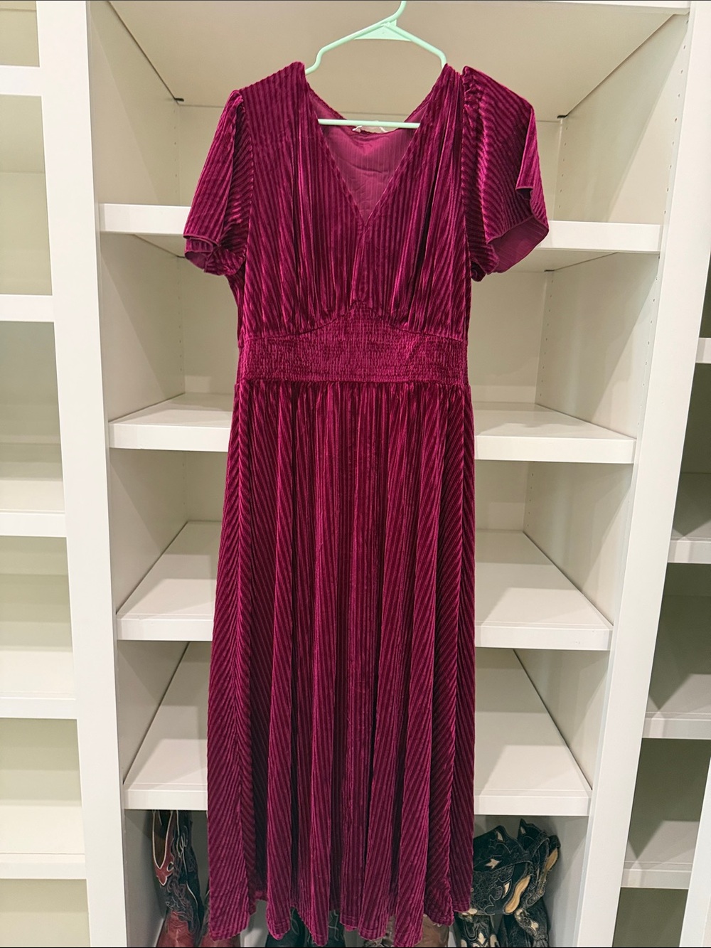 Burgundy velvet dress